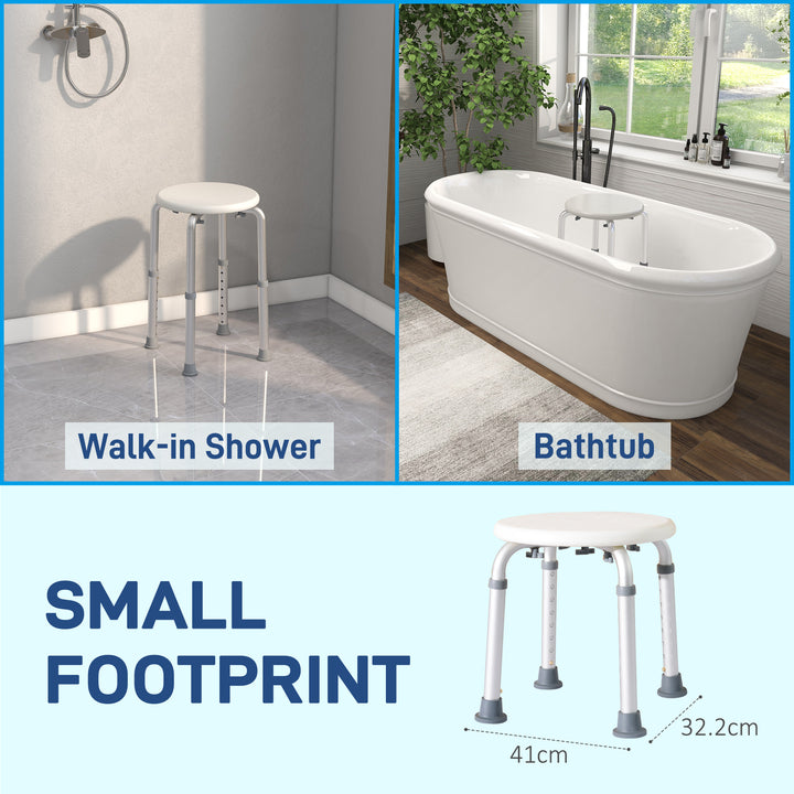 Adjustable Non-Slip Shower and Bath Stool,  32.5Wx41Dx35.5-54H cm-Cream White