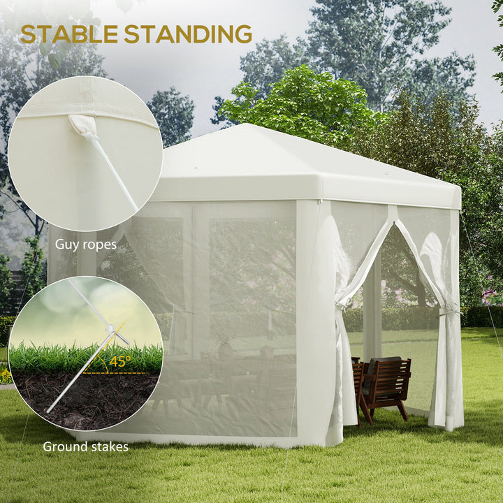 Netting Gazebo Hexagon Tent Patio Canopy Outdoor Shelter Party Activities Shade Resistant (Creamy White)