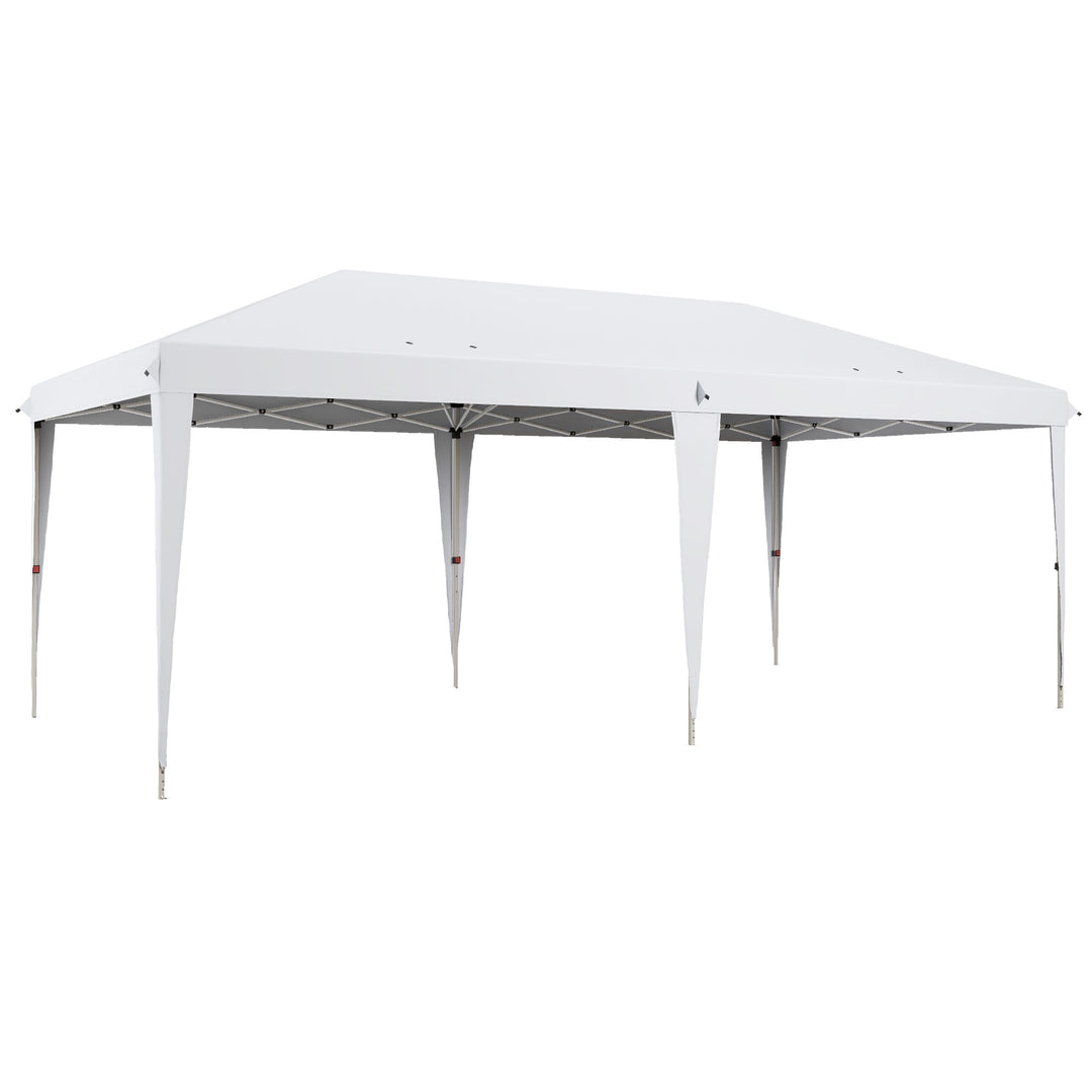 Outsunny Pop Up Gazebo, Double Roof Foldable Canopy Tent, Wedding Awning Canopy w/ Carrying Bag, 6 m x 3 m x 2.65 m, White