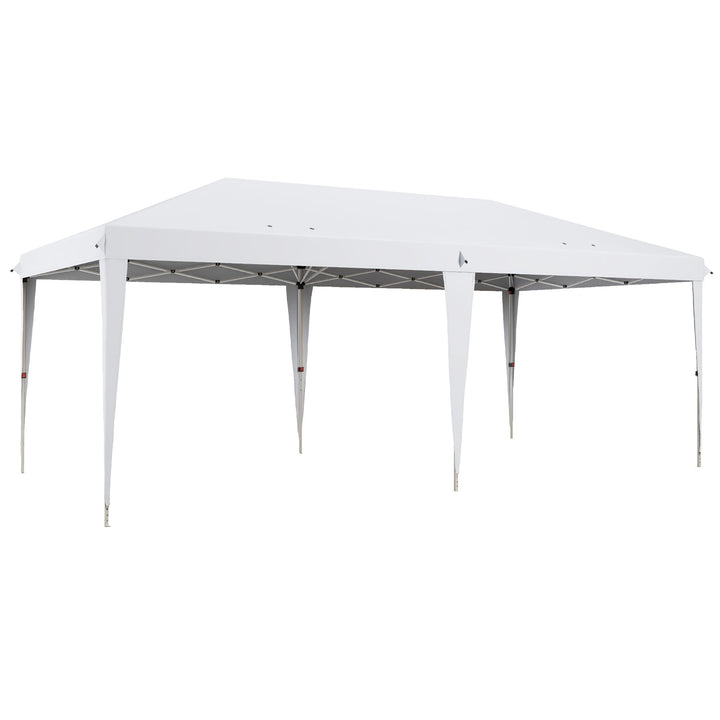 Outsunny Pop Up Gazebo, Double Roof Foldable Canopy Tent, Wedding Awning Canopy w/ Carrying Bag, 6 m x 3 m x 2.65 m, White