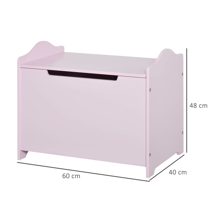 Wooden Kids Children Toy Storage Organizer Chest Safety Hinge Play Room Furniture Pink 60 x 40 x 48 cm