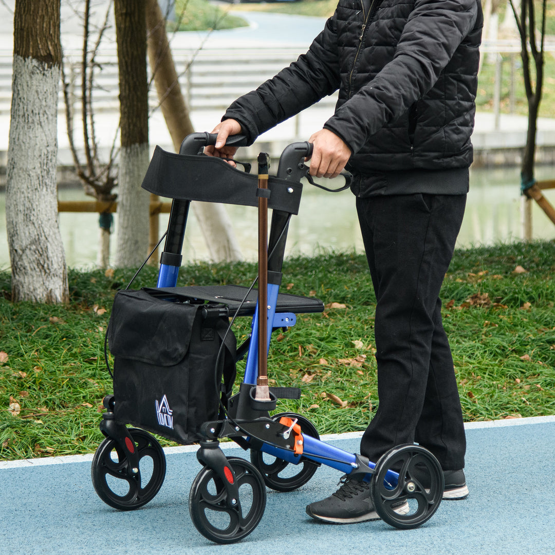 Rollator with Seat and Back, Folding Mobility Walker