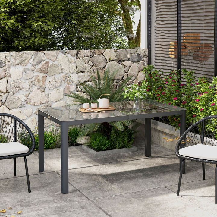 Outdoor Garden Dining Table with Tempered Glass Top