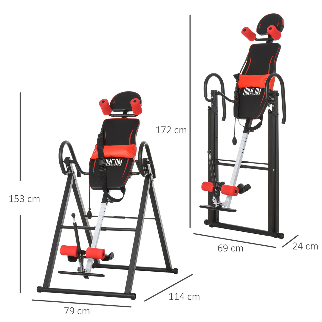 Steel Adjustable Pain Relief Gravity Inversion Table Red/Black