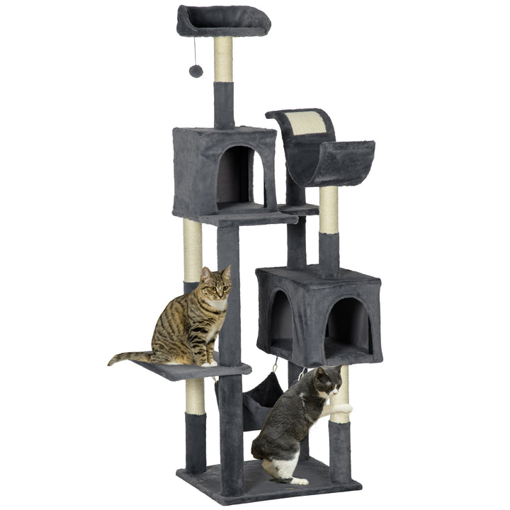 Cat Tree for Indoor Cats, Climbing Tower with Scratching Posts-Dark Grey