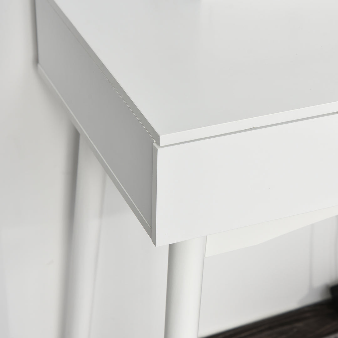 Dressing Table Set with LED with Table Stool Table Stool Set Makeup Dresser Desk with 4 Drawers for Bedroom White