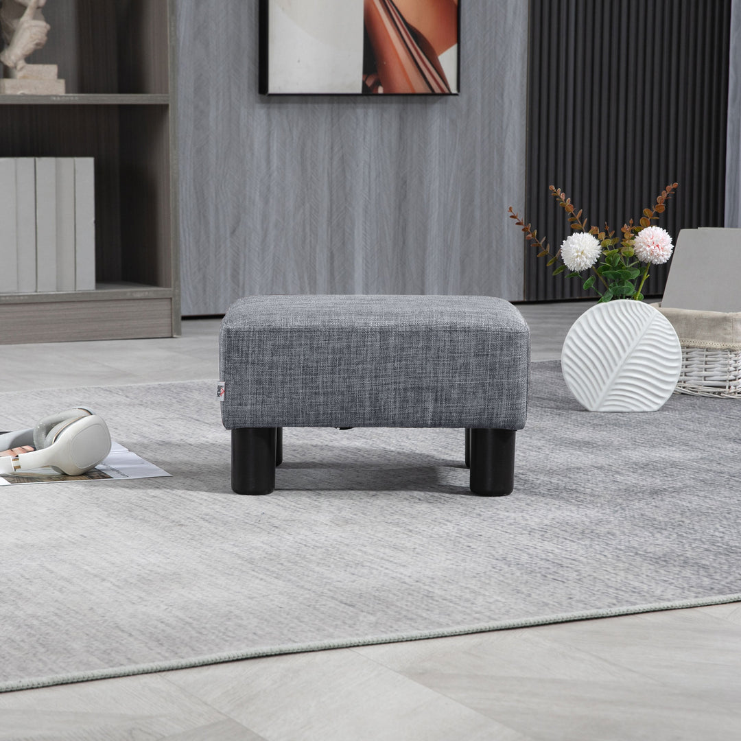 Linen Fabric Footstool Footrest Small Seat Foot Rest Chair Ottoman Light Home Office with Legs 40 x 30 x 24cm Grey