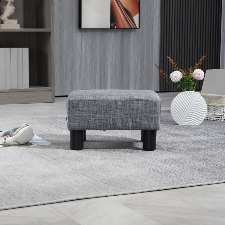 Linen Fabric Footstool Footrest Small Seat Foot Rest Chair Ottoman Light Home Office with Legs 40 x 30 x 24cm Grey