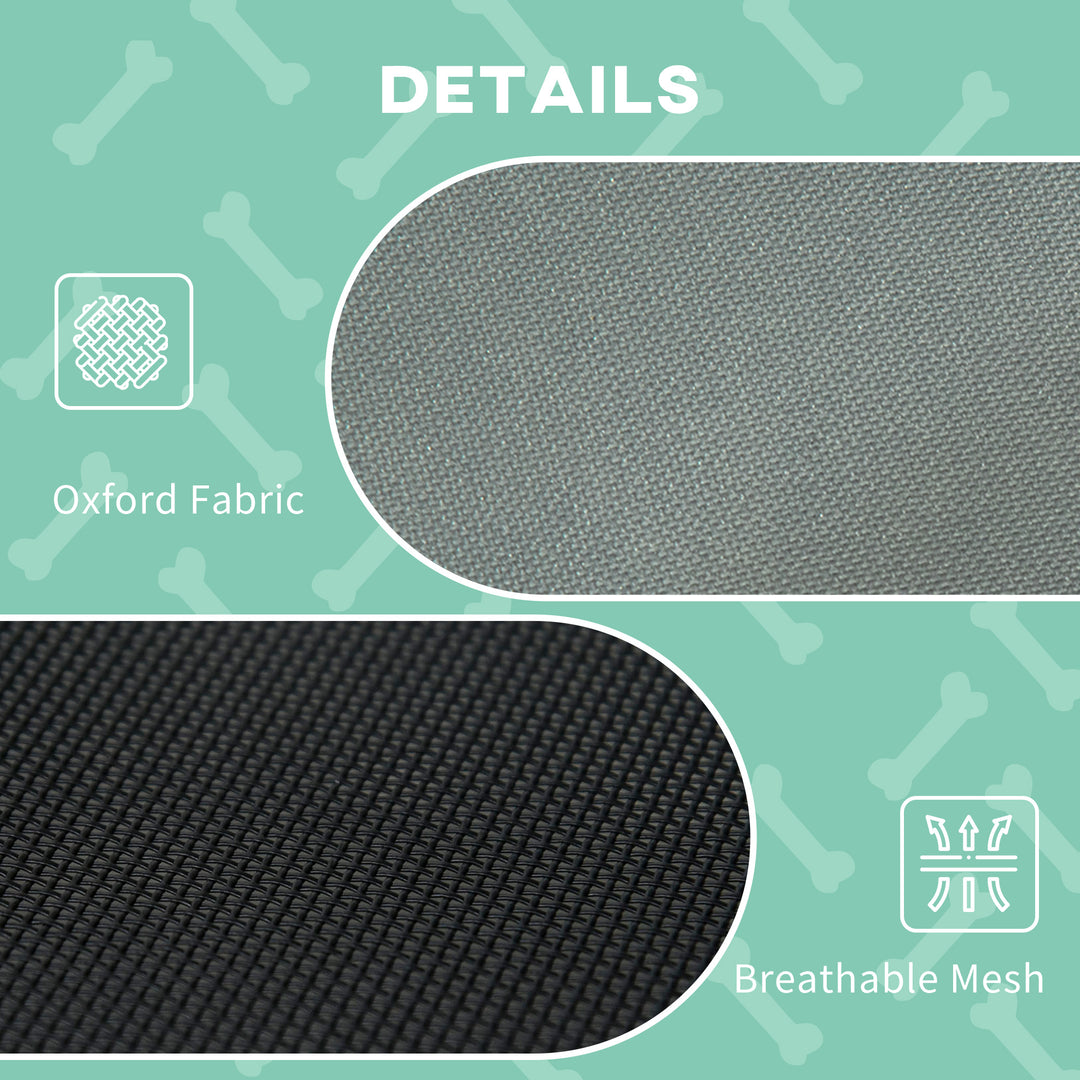 PawHut Raised Dog Bed Waterproof Elevated Pet Cot with Breathable Mesh UV Protection Canopy Grey, for XXL Dogs, 122 x 92 x 108cm