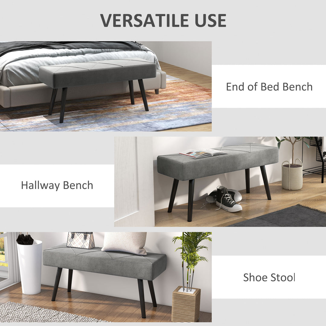 End of Bed Bench with X-Shape Design and Steel Legs, Upholstered Hallway Bench for Bedroom, Grey