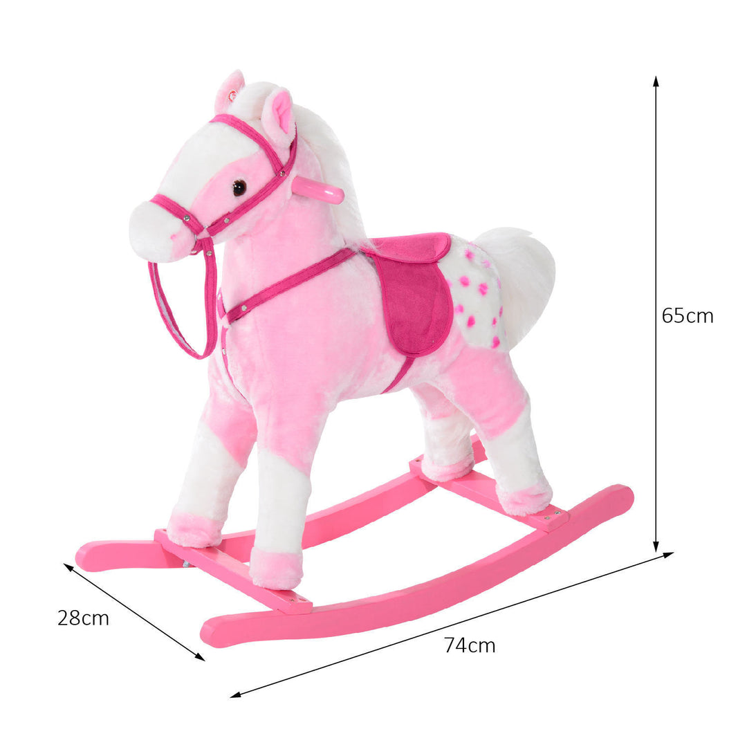 Childrens Plush Rocking Horse with Sound-Pink