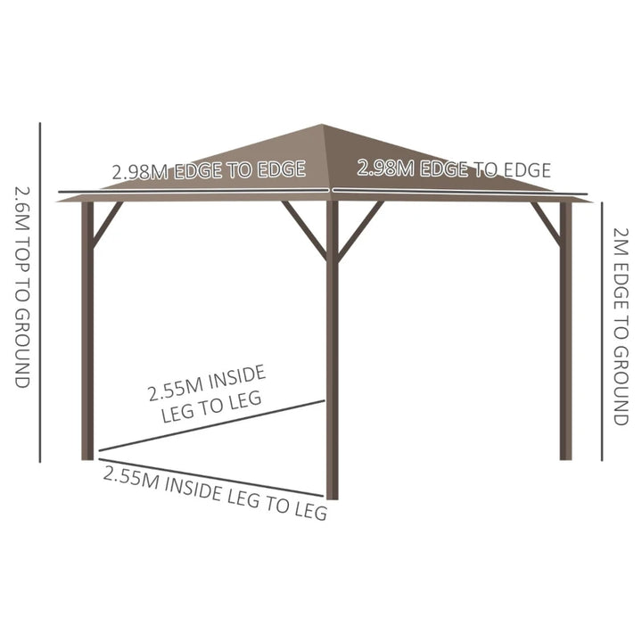 Steel Hardtop Gazebo Patio Tent Outdoor Sun Shelter Aluminum w/ Curtain