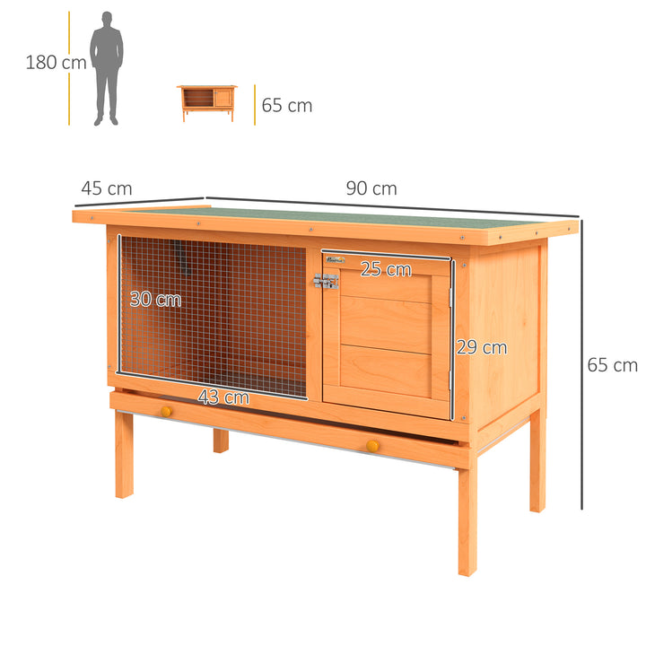 Pawhut Rabbit Hutch,90Lx45Wx65H cm-Fir Wood