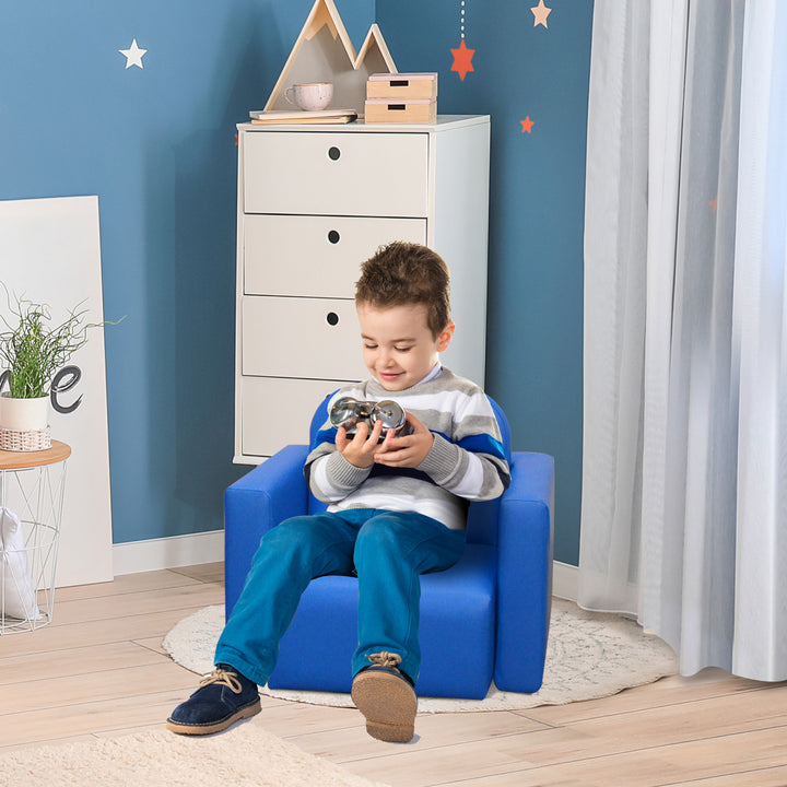 2 In 1 Toddler Sofa Chair,  48 x 44 x 41 cm, for Game Relax Playroom, Blue