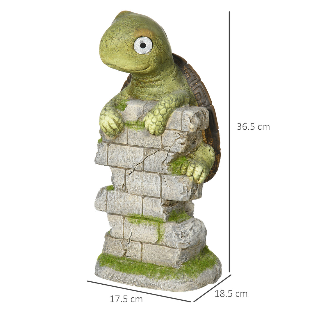 Vivid Tortoise Art Sculpture with Solar LED Light, Colourful Garden Statue, Outdoor Ornament Home Decoration for Porch, Deck, Grass
