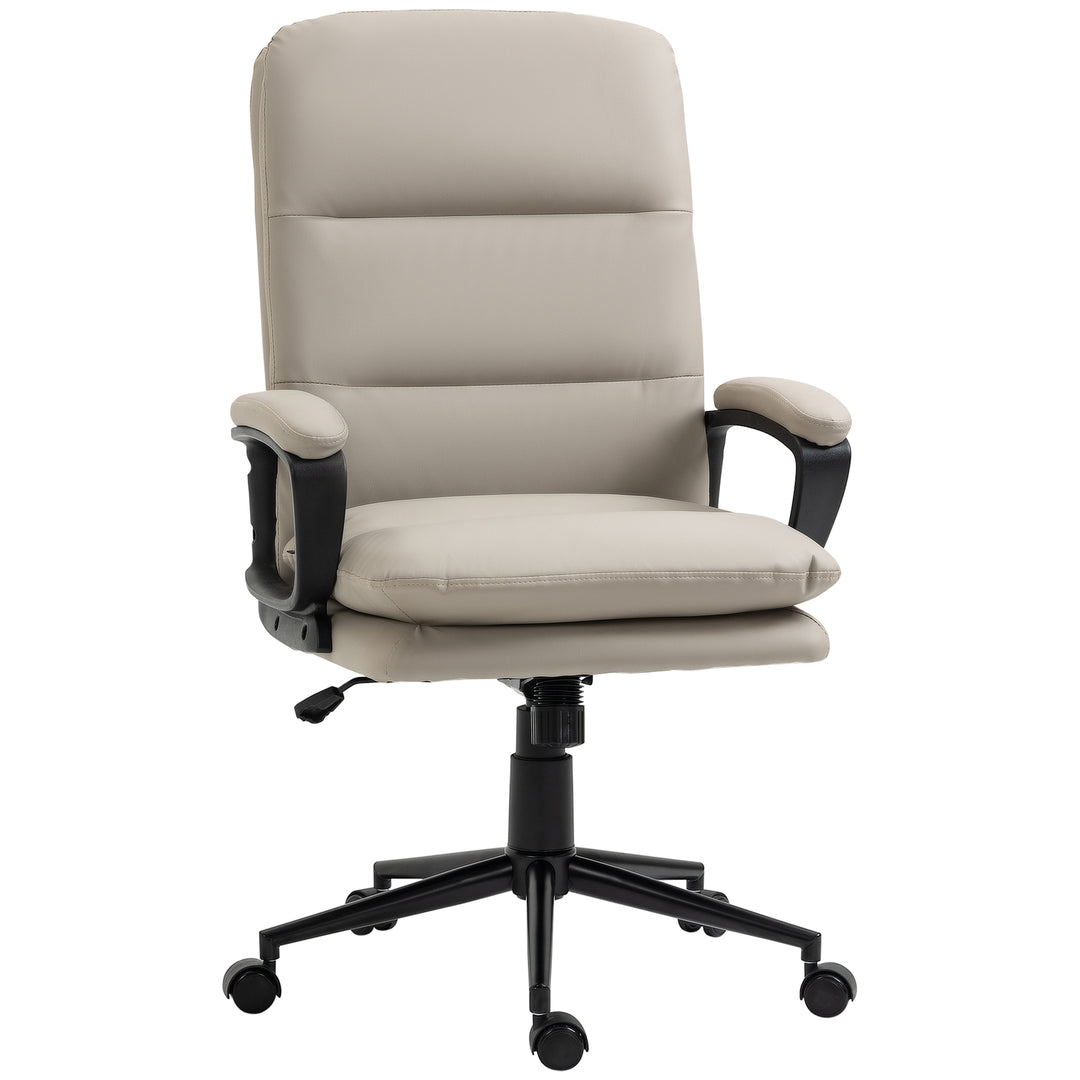 High Back Office Chair, Swivel Wheels, Adjustable Height, Light Grey