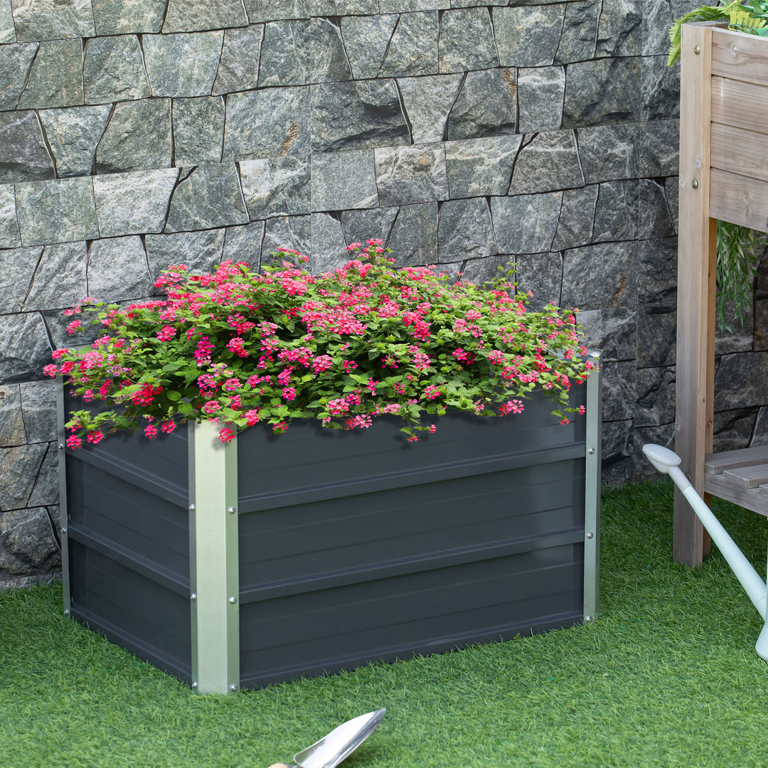 Raised Garden Bed, Elevated Metal Planter Box w/ Installation Gloves for Backyard, Patio to Grow Vegetables, Herbs, and Flowers, Grey