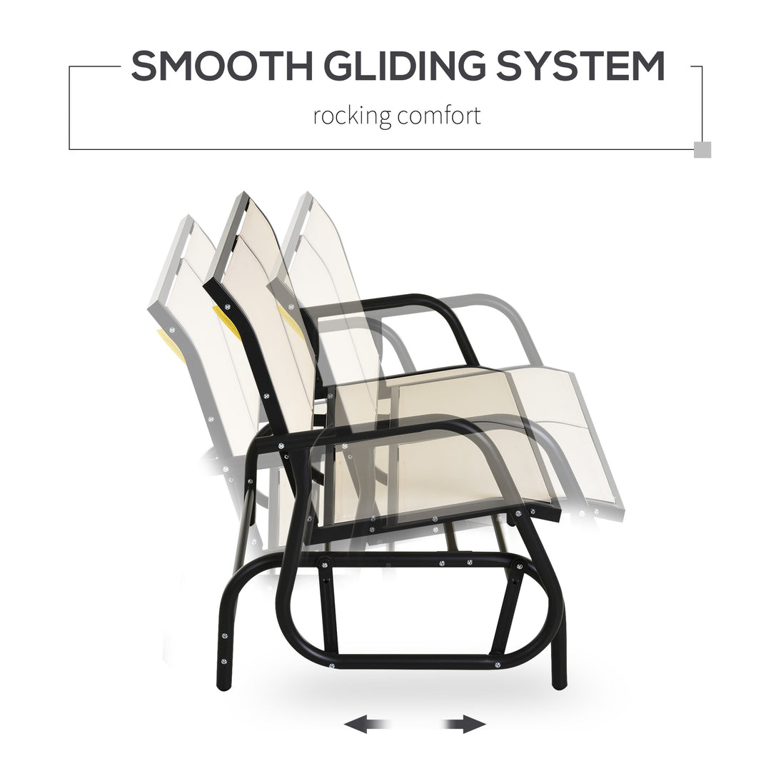 Outdoor Glider Bench Patio Double Swing Gliding Chair - Beige