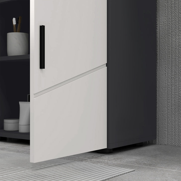 Under Sink Cabinet, Bathroom Vanity Unit, Floor Basin Storage Cupboard with Double Doors and Shelf, 60 x 30 x 60 cm, Light Grey