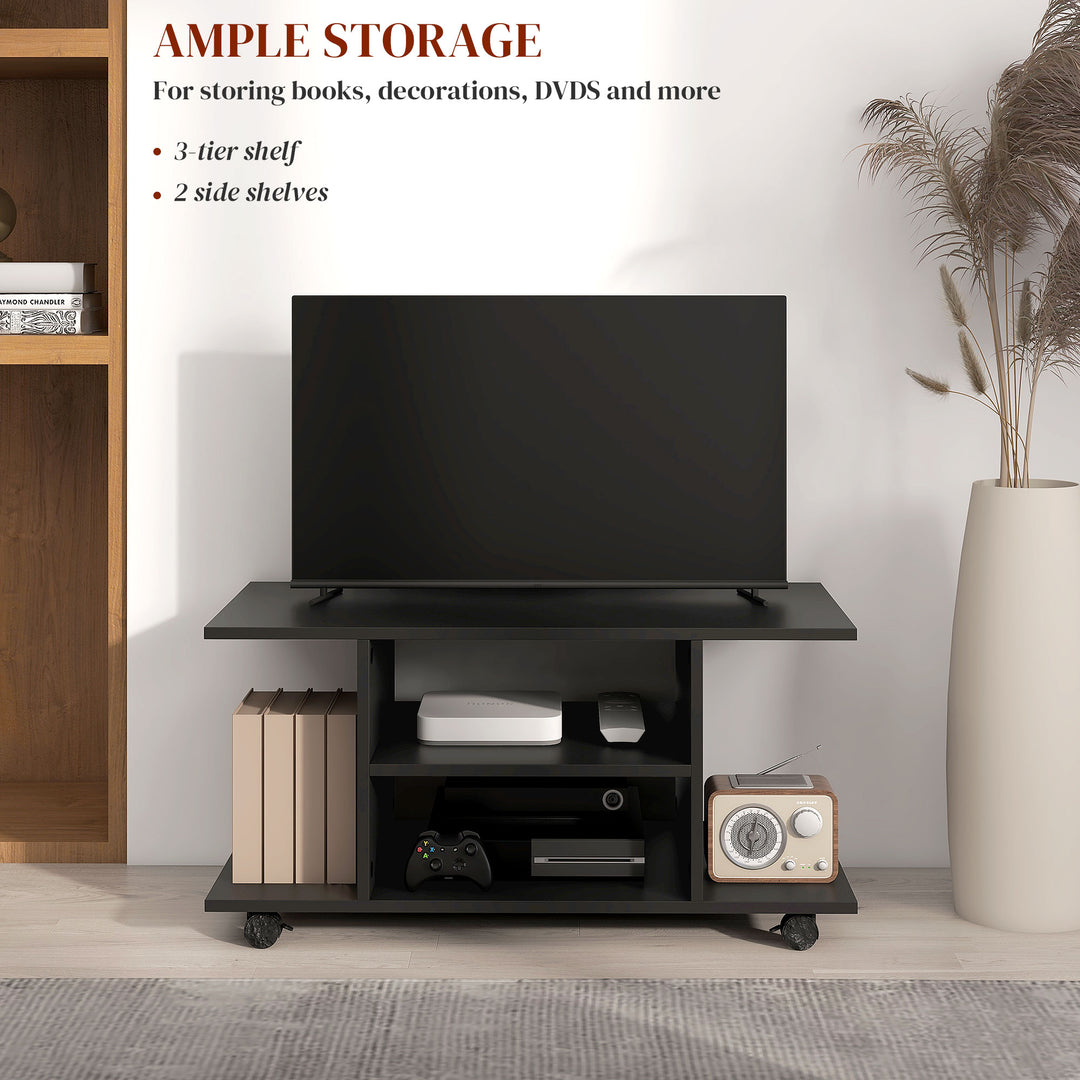 HOMCOM TV Stand W/ Shelves -Black