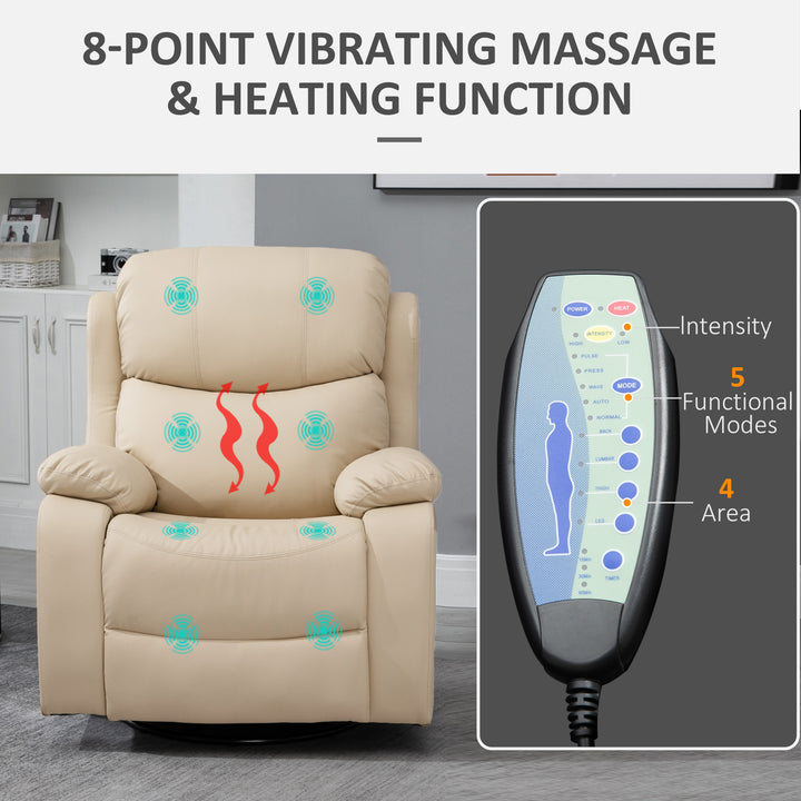 Reclining Chair with 8 Massage Points and Heat-Beige