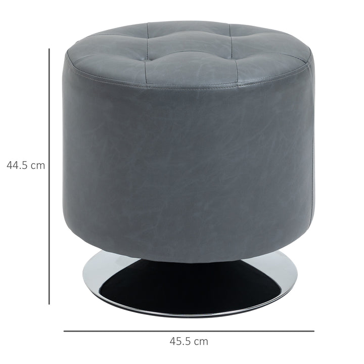 360 Swivel Foot Stool Ottoman with Steel Base, Grey