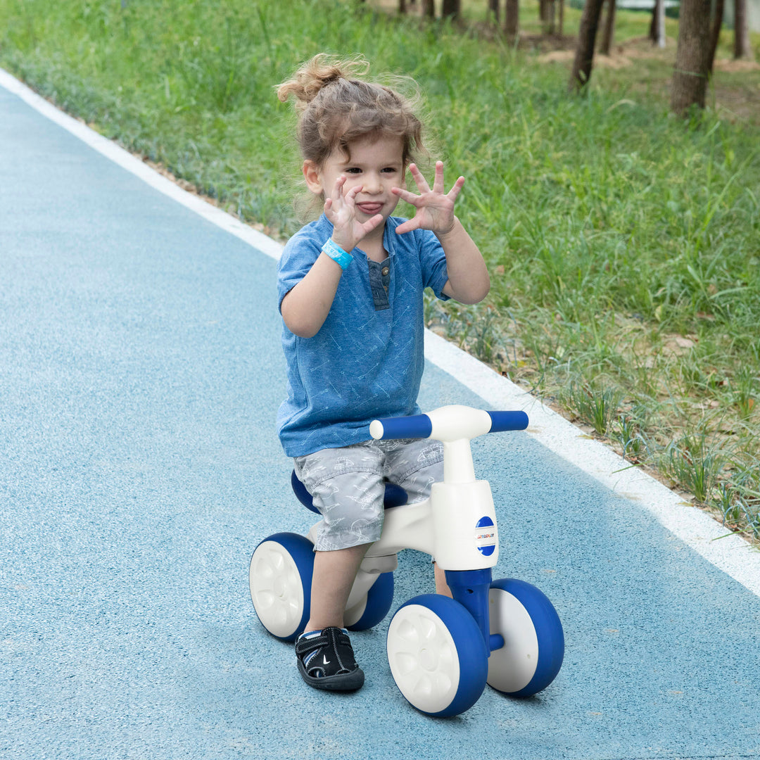 Balance Bike for 18-36 Months with Anti Slip Handlebars, 4 Wheels - Blue