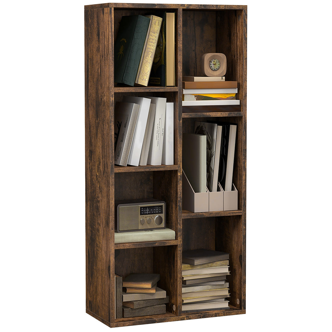 HOMCOM Bookcase Industrial Bookshelf Free Standing Display Cabinet Cube Storage Unit for Home Office Living Room Study Rustic Brown