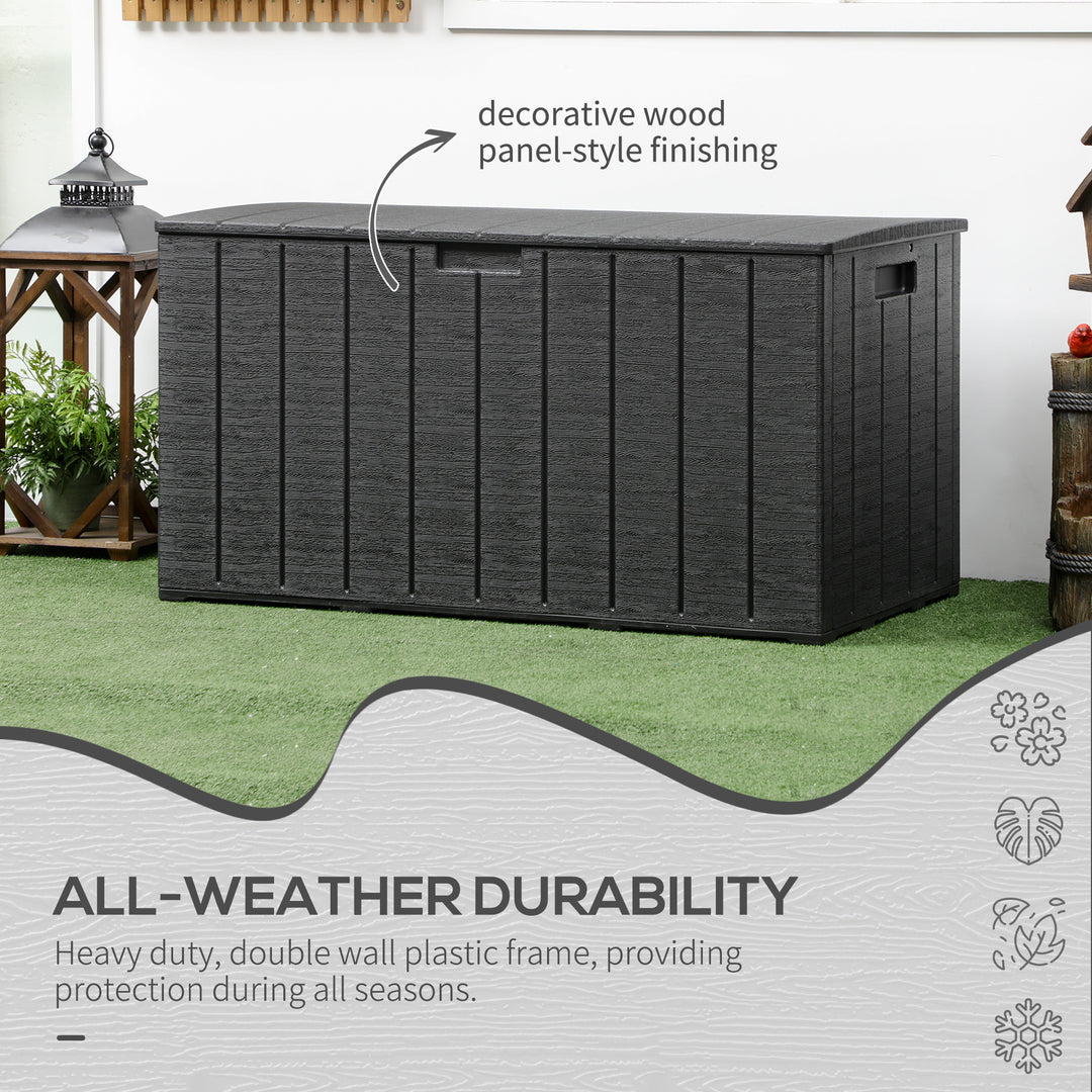 336 Litre Extra Large Outdoor Garden Storage Box, Double Wall Plastic Container - Black