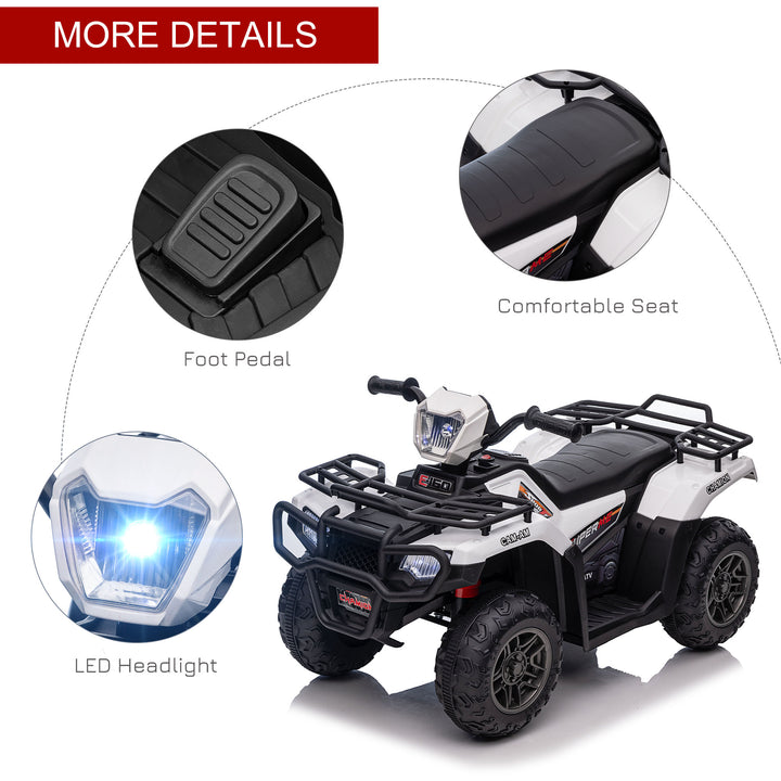 12V Kids Quad Bike with Forward Reverse Functions, Ages 3-5 Years - White