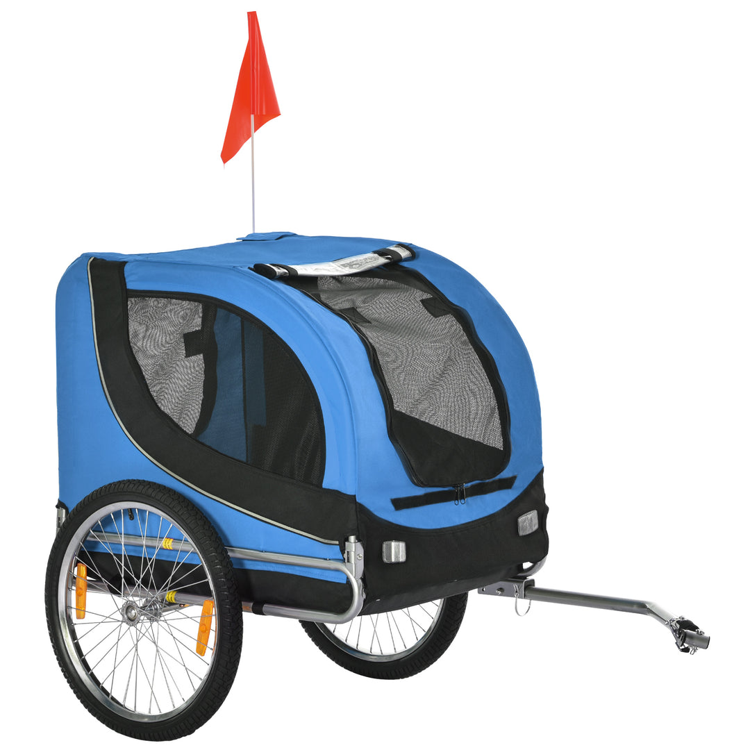 Dog Bike Trailer Folding Bicycle Pet Trailer W/Removable Cover-Blue