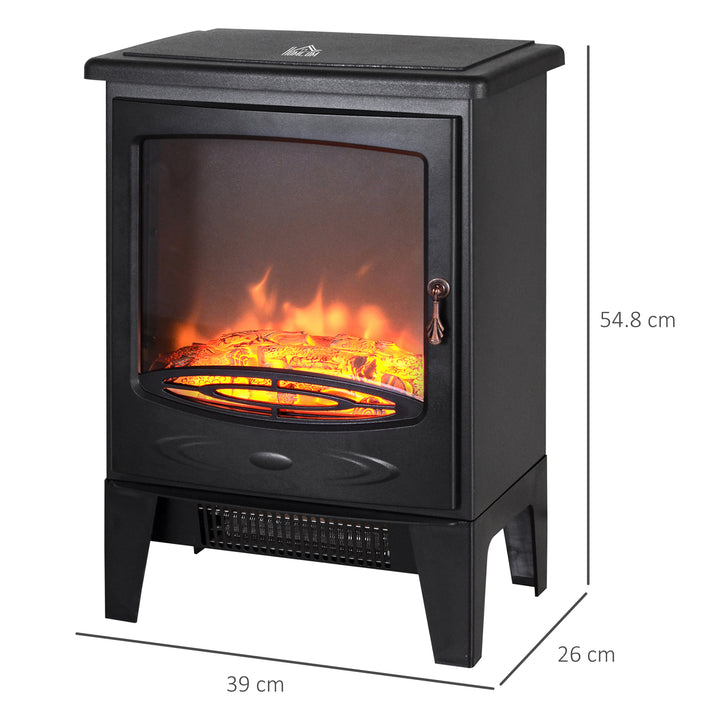 Electric Heater Freestanding Fireplace Artificial Flame Effect w/ Safety Thermostat 950w/1850W Tempered Glass Casing