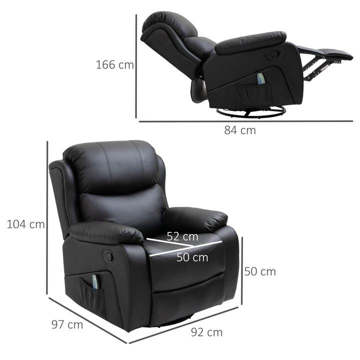 Reclining Chair with 8 Massage Points and Heat- Black