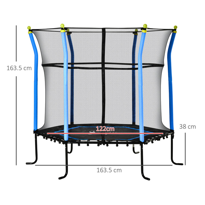 5.2FT / 63 Inch Kids Trampoline With Enclosure Net Mini Indoor Outdoor Trampolines for Child Toddler Age 3 - 10 Years Blue