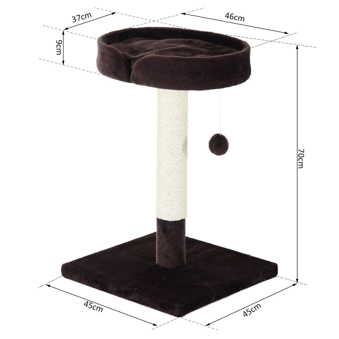 PawHut Cat Tree Scratching Post Furniture Pet Play Area Activity Center Kitten Climbers Climbing Exercise w/ Hanging Toy &amp; Cushion-Brown