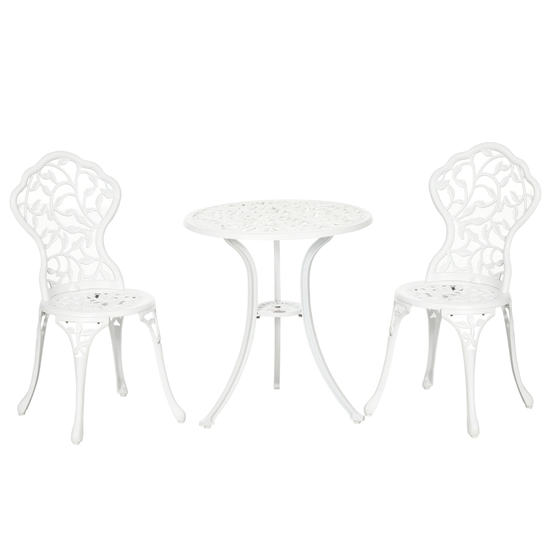 3 Pcs Aluminium Bistro Set Garden Furniture Dining Table Chairs Antique Outdoor Seat Patio Seater White