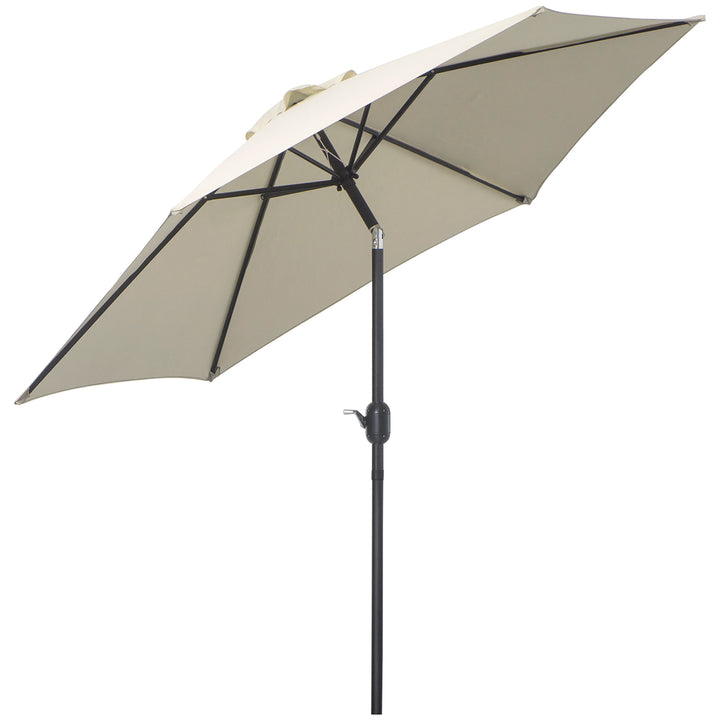 2.7 m Patio Umbrella Sun Shade Tilt Crank Garden Aluminium Frame-Cream White