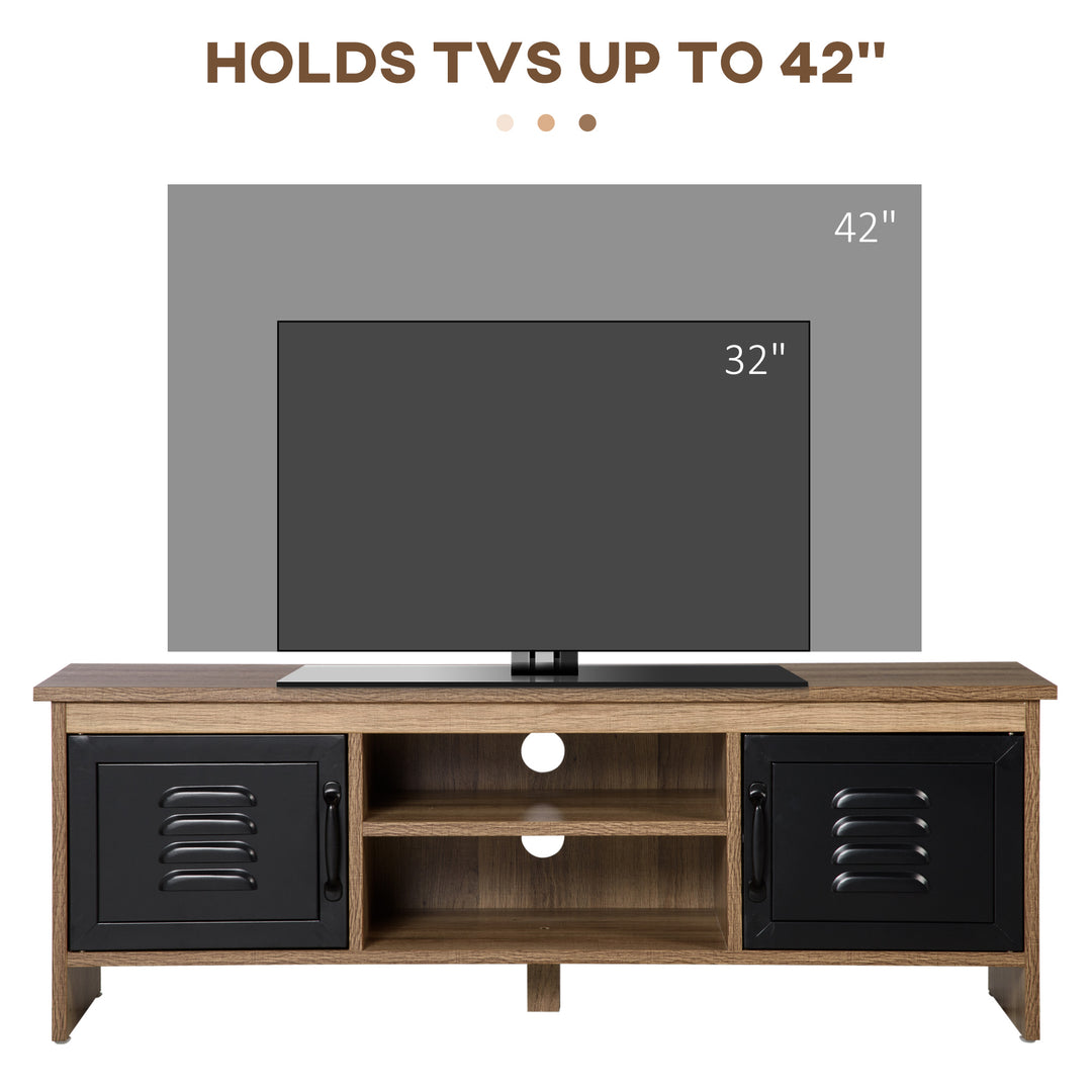 TV Stand Cabinet Unit for TVs up to 42 Inches with 2 Drawers and 2 Storage Compartment Wire Hole Entertainment Console for Living Room Black