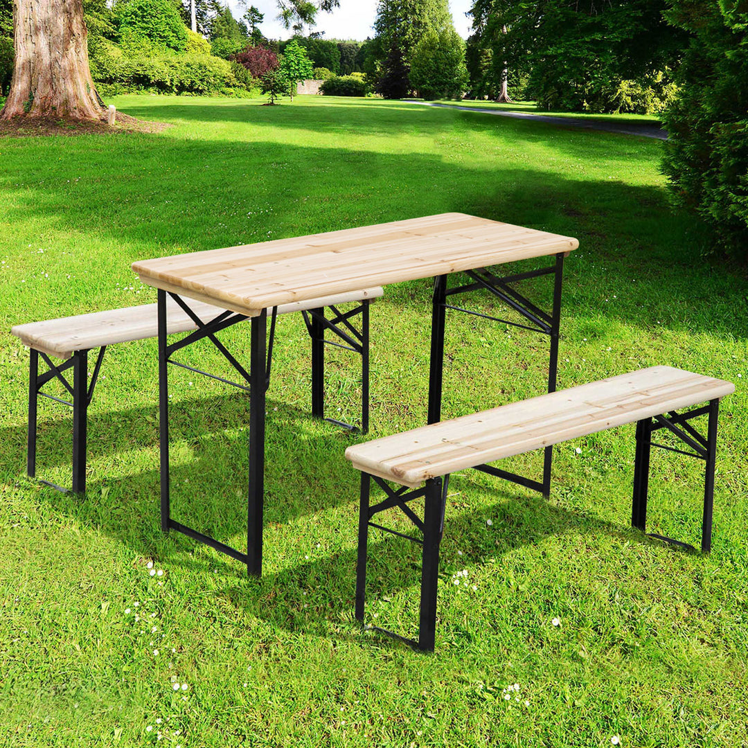 Picnic Wooden Table and Bench Set