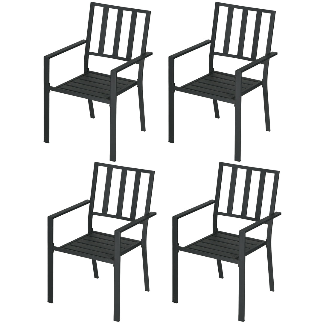 Patio Dining Chairs with Metal Slatted Design