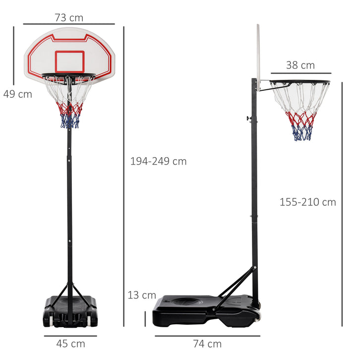 Portable Basketball Stand Net Hoop W/ Wheels-Black/White