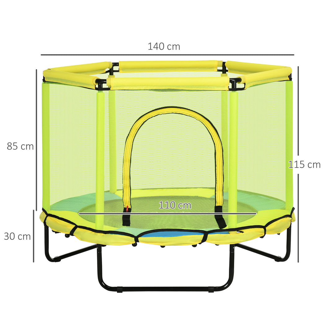 140 cm Kids Trampoline, Hexagon Indoor Bouncer Jumper with Security Enclosure Net, Bungee Gym for Children 1-6 Years Old, Yellow