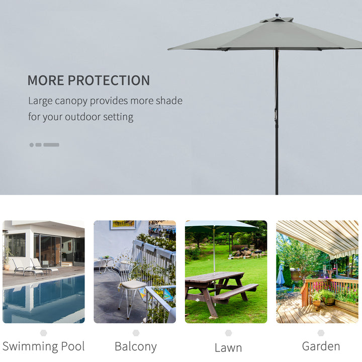 Outsunny 2.8m Patio Parasols Umbrellas Outdoor 6 Ribs Sunshade Canopy Manual Push Garden Backyard Furniture, Dark Grey