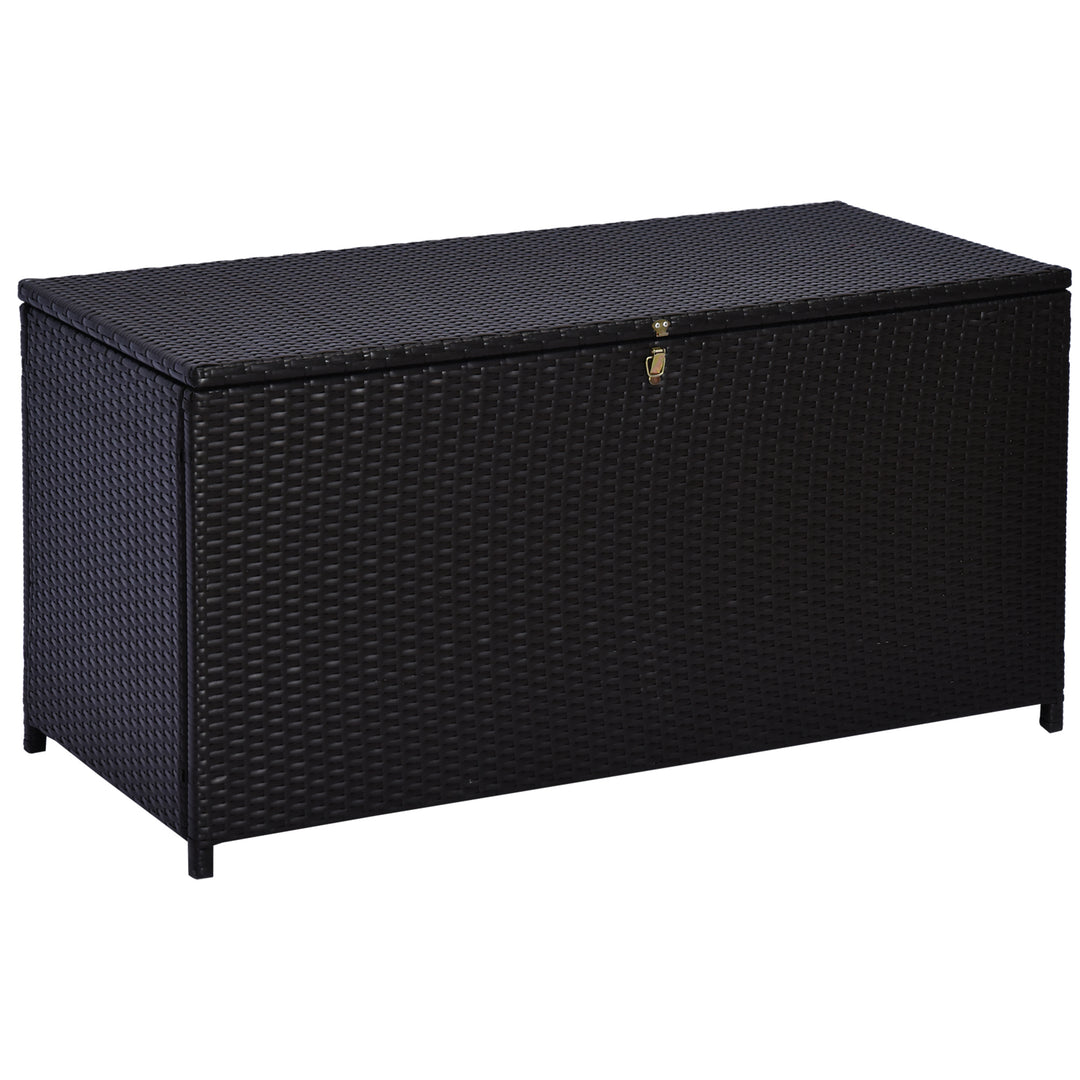 Rattan Storage Box Outdoor Indoor Wicker Cabinet, Dark Brown