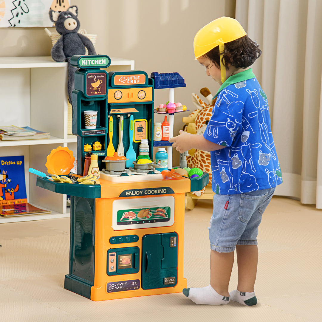 Toy Kitchen, 77 Pieces Kids Play Kitchen Role Playing Game with Sound and Light