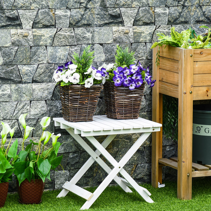 Set of 2 Artificial Plant Phalaenopsis Decorative Plant with Straw Plaiting Pot, Fake Flower 45cm, White & Purple