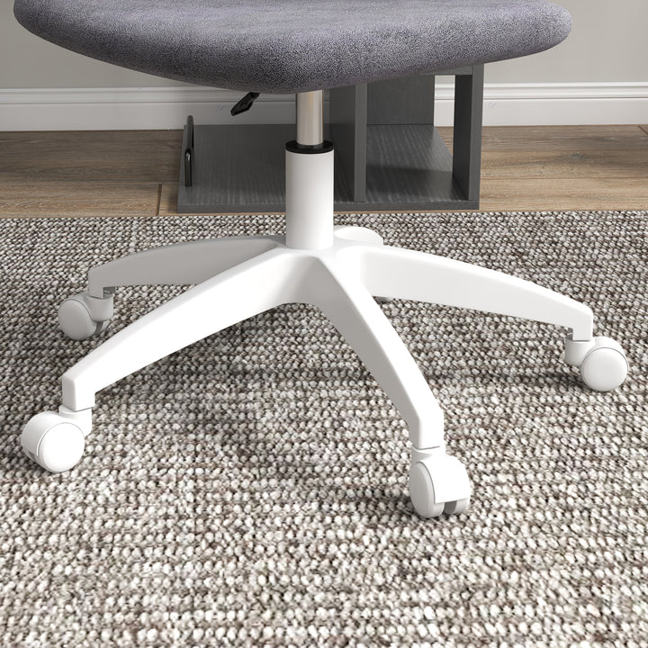 Armless Desk Chair w/ Height Adjustable and Swivel Wheels, Grey