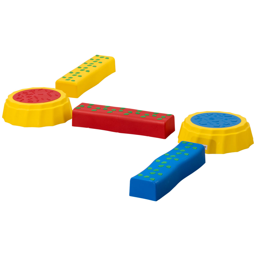 5pcs Kids Balance Beam, Balance Bridge with Non-slip Surface & Bottom, Stackable Stepping Stones for toddler, Strength Coordination Training