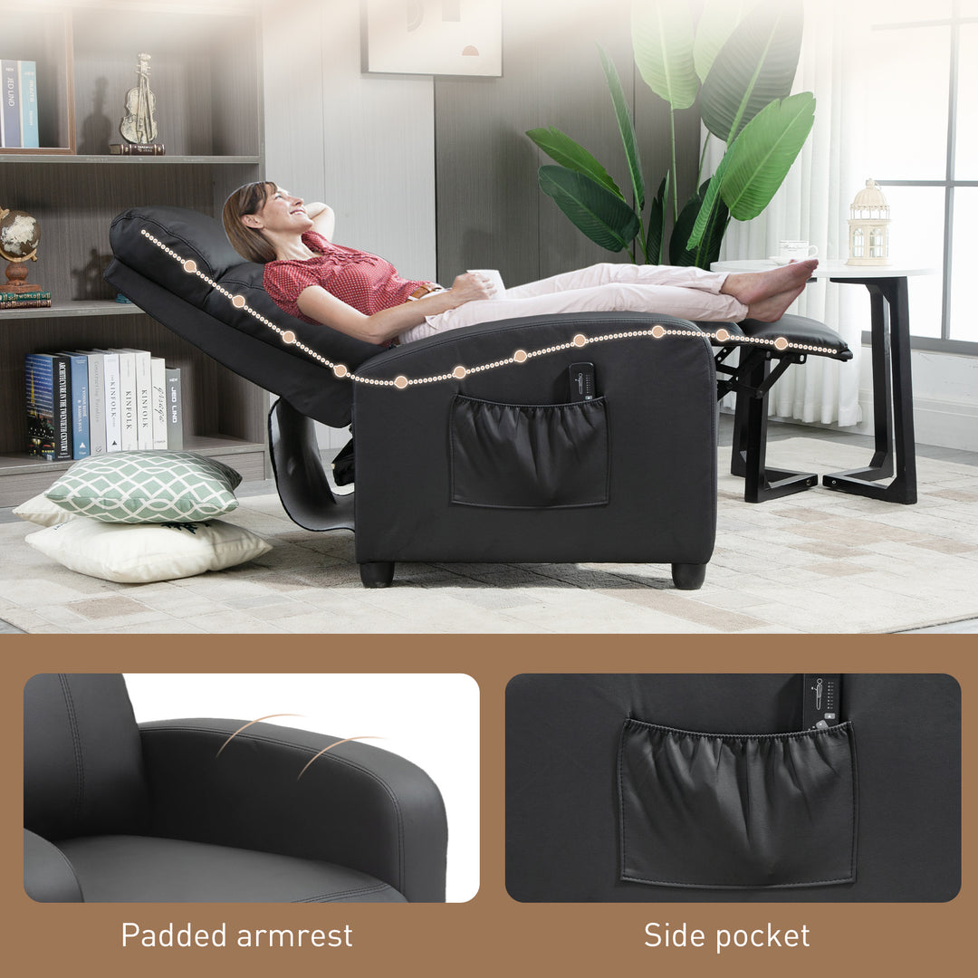 Recliner Sofa Chair PU Leather Massage Armcair w/ Footrest and Remote Control for Living Room, Bedroom, Home Theater, Black