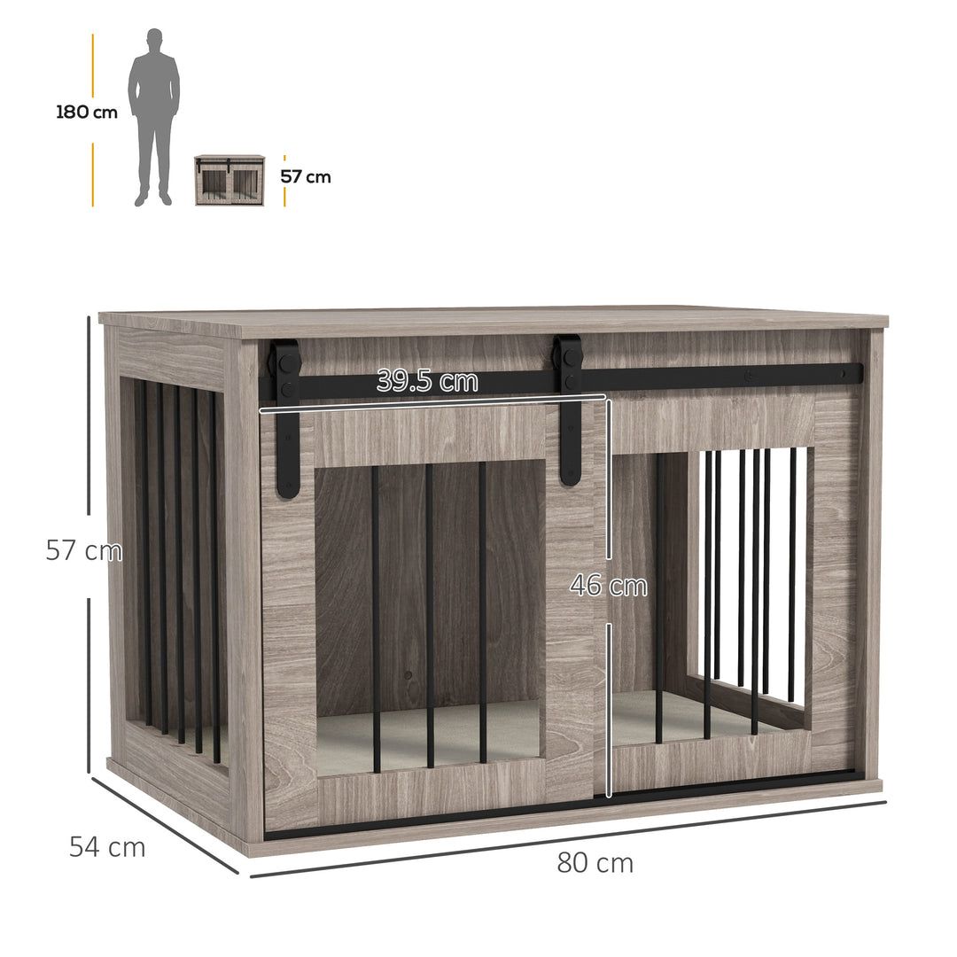 Dog Crate Furniture with Removable Cushion for Medium-Sized Dogs, 80 x 54 x57 cm, Brown